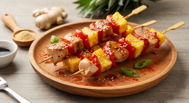 Un apéritif en 10 minutes ? Ces mini-brochettes de poulet, ananas et poivron