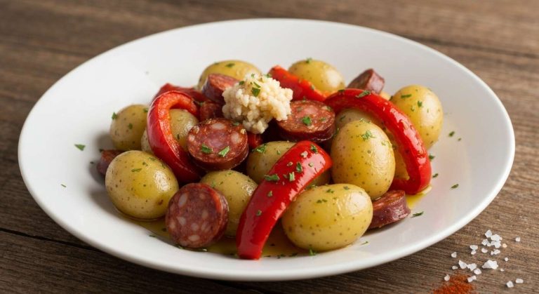 Un plat unique en 25 minutes ? Cette poêlée de pommes de terre, poivrons et chorizo