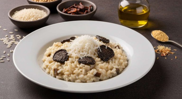 Risotto aux trompettes de la mort et parmesan : recette gourmande
