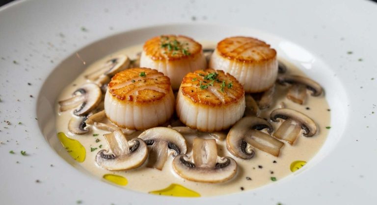 Noix de Saint-Jacques à la crème et champignons : recette savoureuse