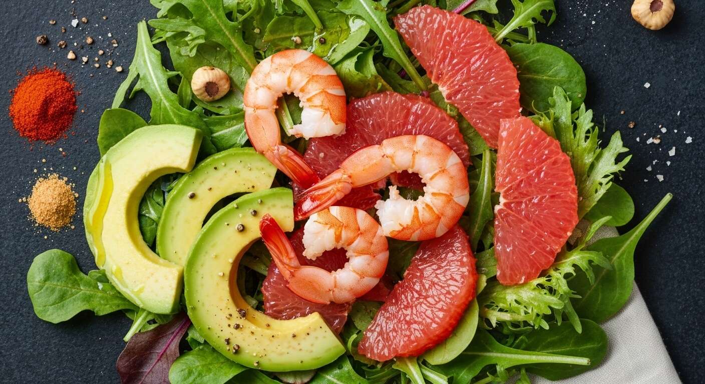 Salade Légère de Crevettes et Pamplemousse : recette Savoureuse