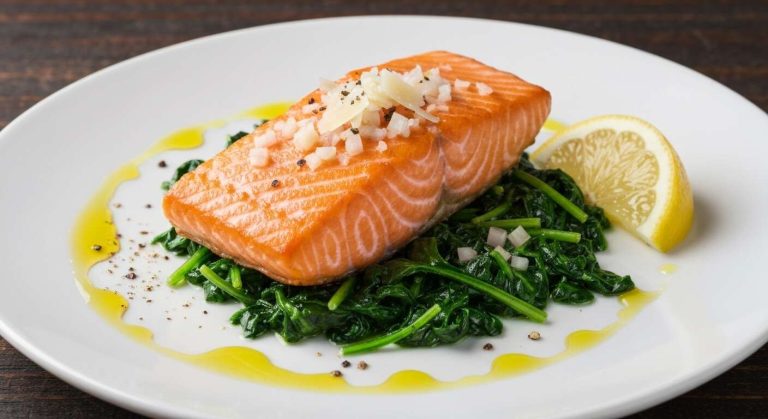 Pavés de saumon aux épinards : recette savoureuse et facile