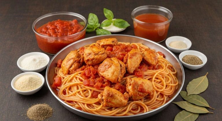 Poulet et spaghettis à la portugaise : découvrez la recette authentique