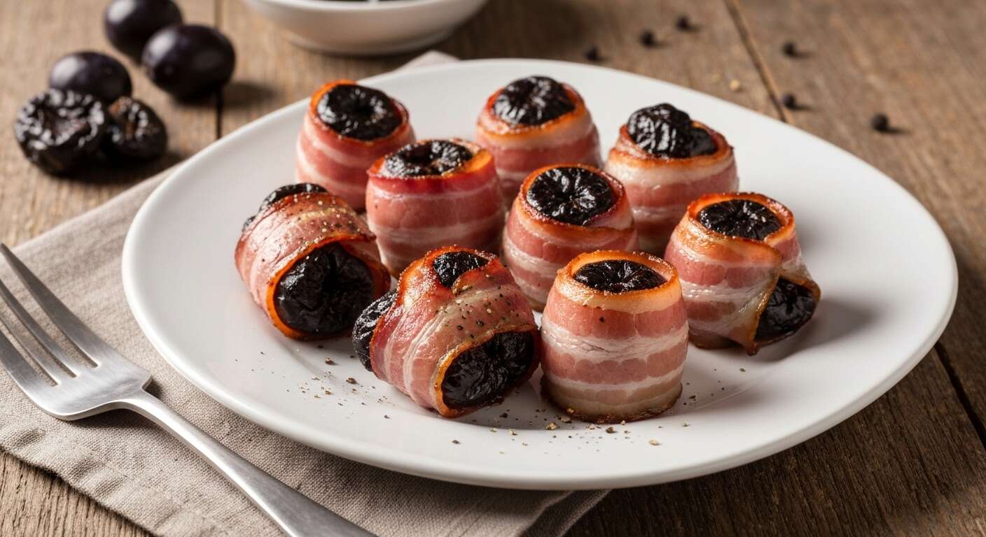 Roulés de pruneaux au lard : recette facile et rapide
