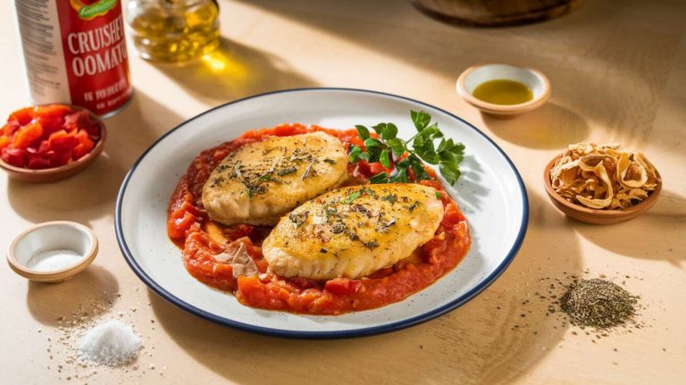 Escalopes de poulet aux tomates, oignons et persil : recette savoureuse