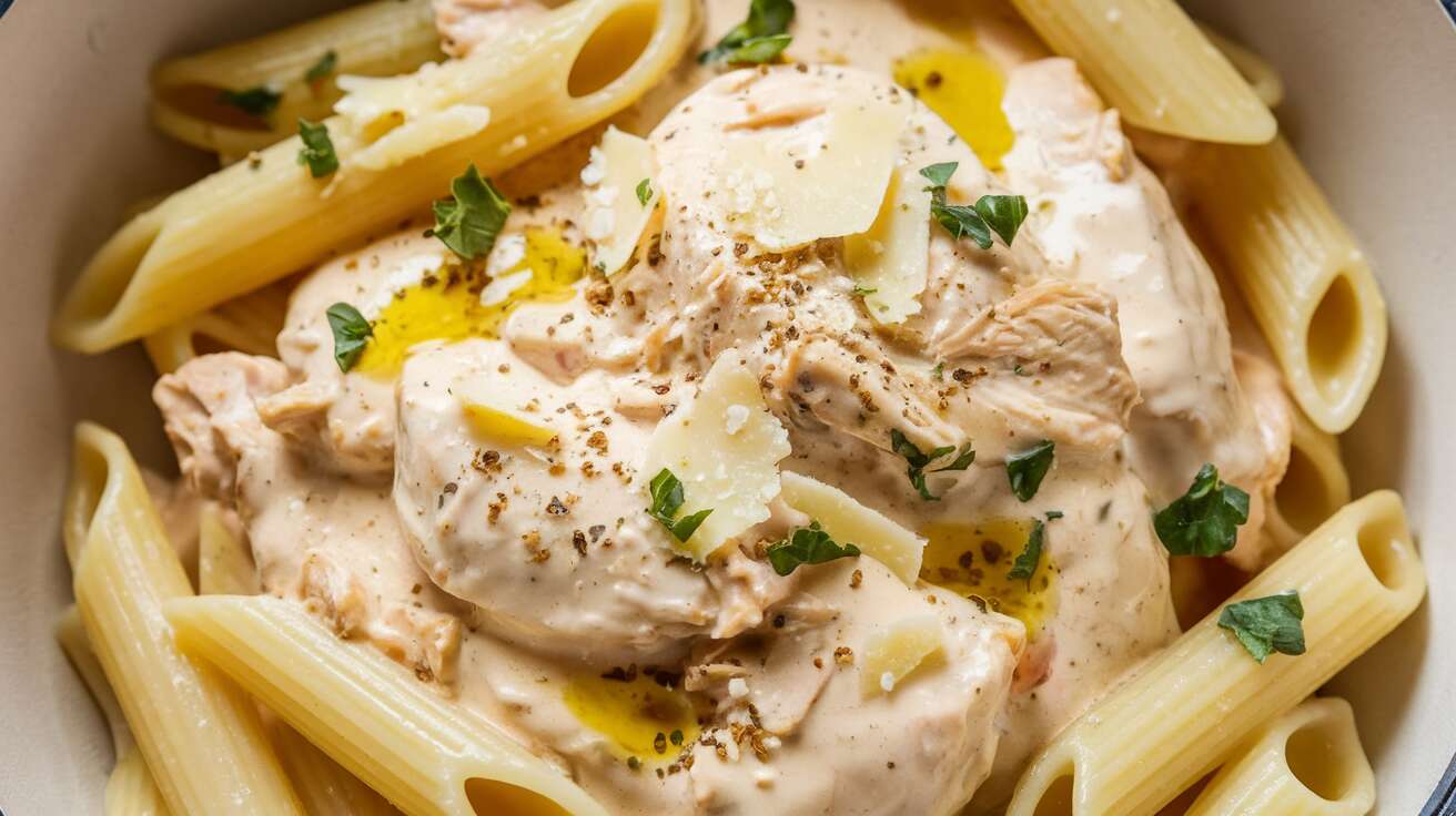 Pâtes au poulet crémeux : recette savoureuse et facile