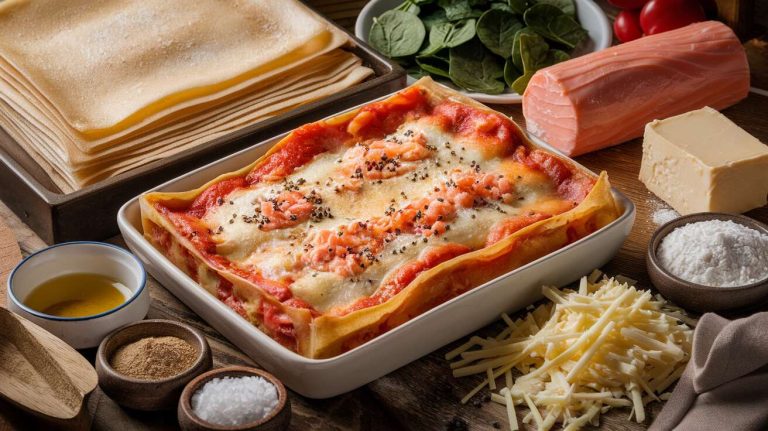 Lasagnes saumon, épinards et chèvre : recette gourmande