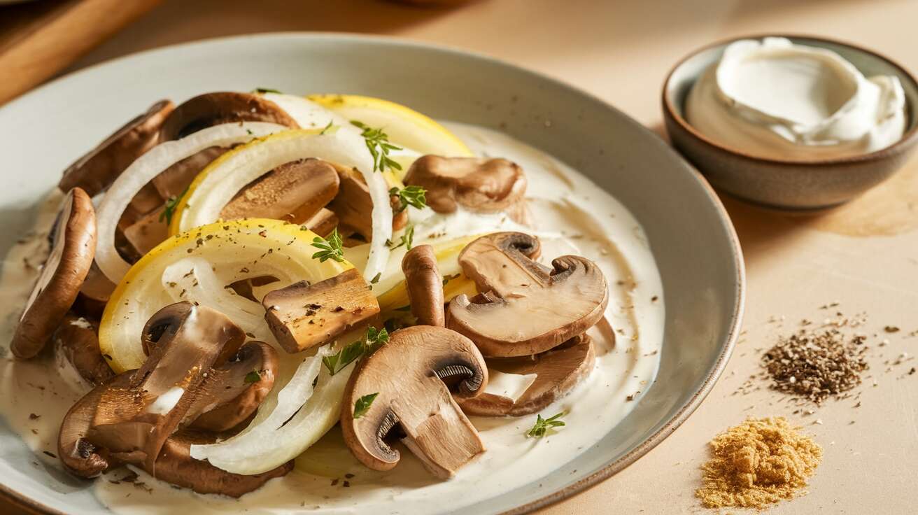 Champignons et oignons à la crème fraîche : une recette savoureuse
