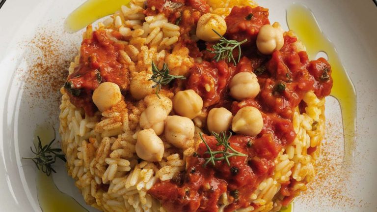 Riz au bouillon : recette espagnole sauce tomates et curcuma