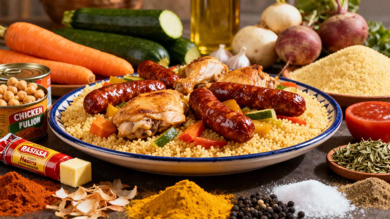 Couscous Poulet Merguez : recette Traditionnelle et Savoureuse