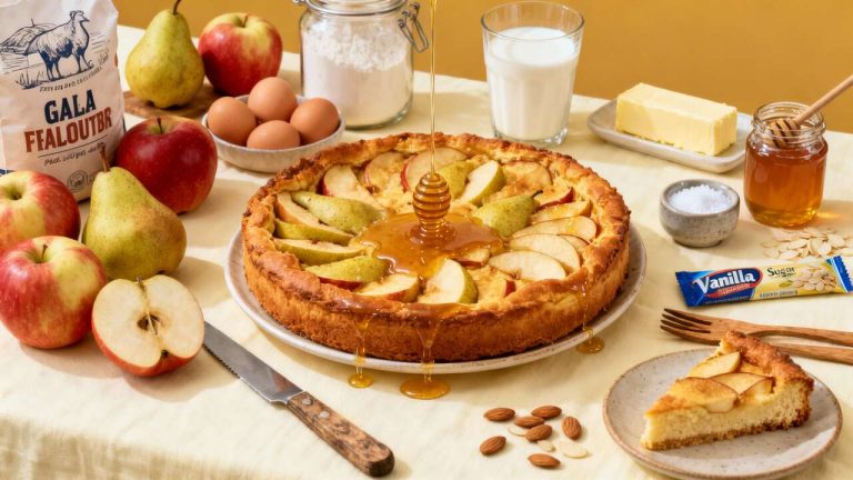Recette de clafoutis aux pommes, poires et miel