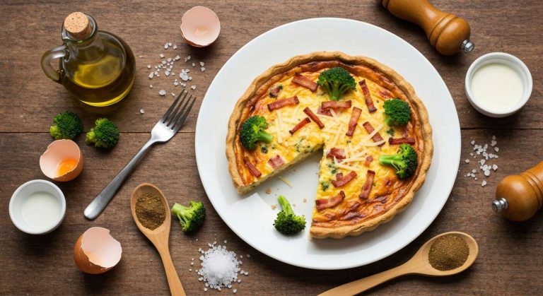 Quiche sans pâte brocoli lardons fumés : recette facile