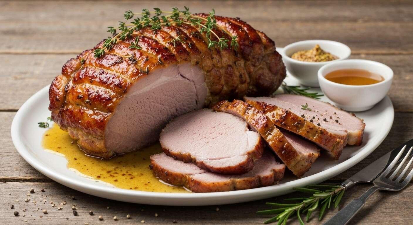 Rôti de porc miel-moutarde : recette savoureuse