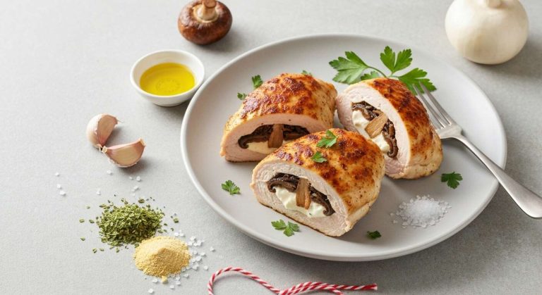 Escalopes de poulet farcies aux champignons : recette savoureuse