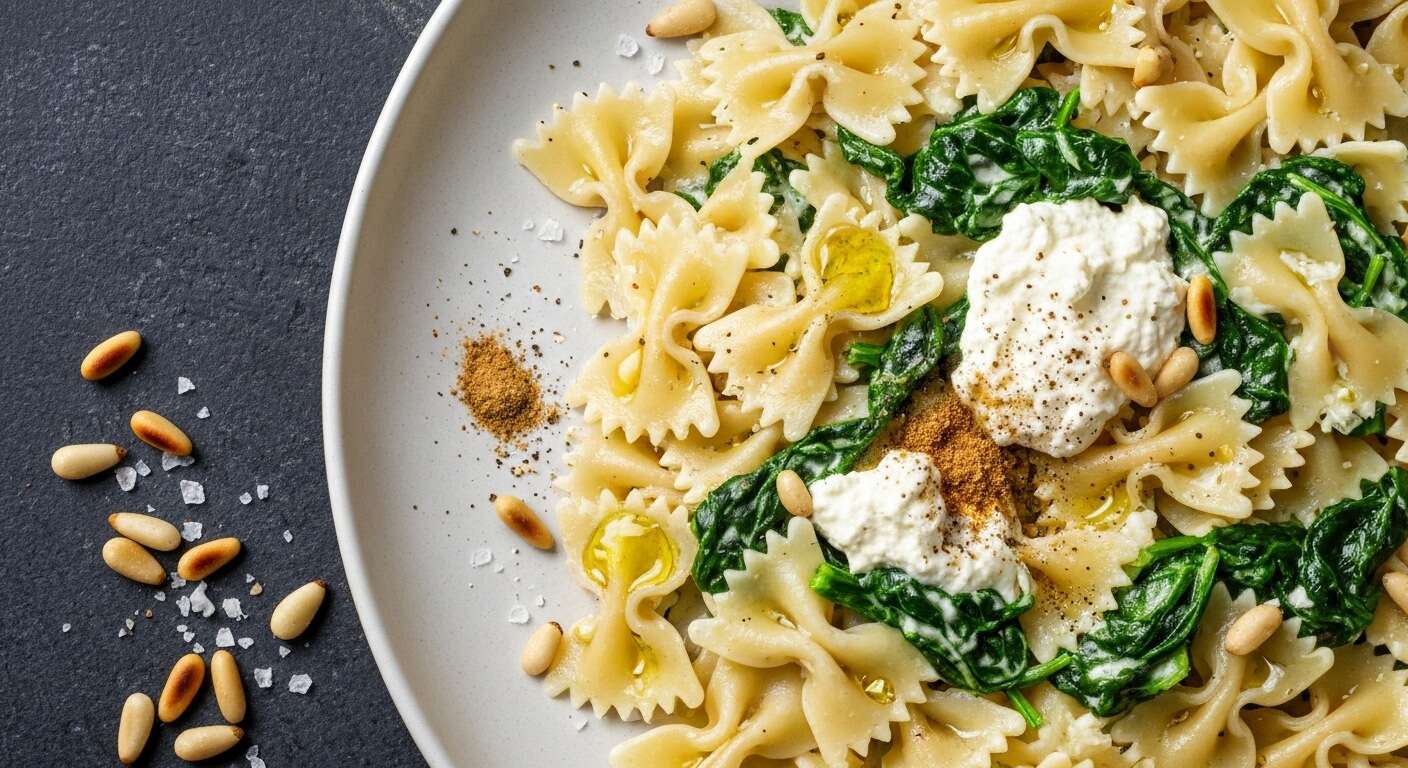 Farfalles à la ricotta et aux épinards : recette facile et savoureuse