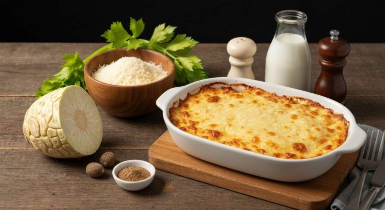 Gratin de céleri au parmesan : recette savoureuse et facile