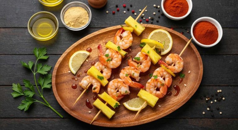 Brochettes de crevettes à l'ananas : recette exotique et savoureuse