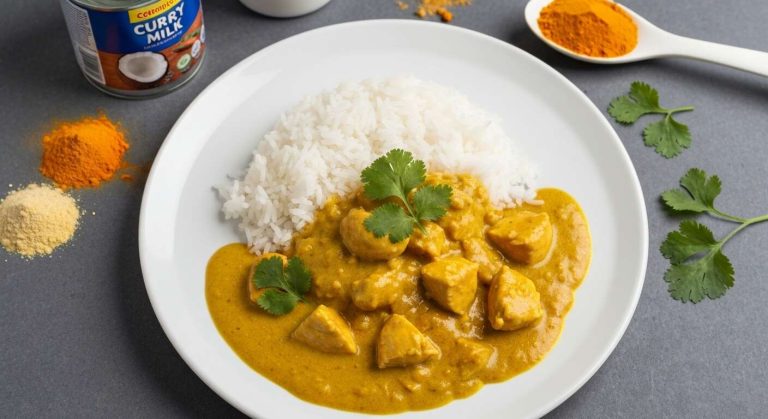 Riz blanc à la sauce poulet curry : recette savoureuse