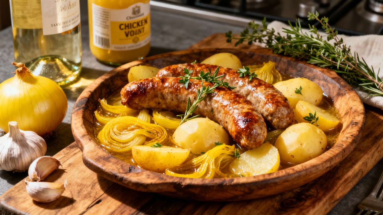 Recette de saucisses de Toulouse au vin blanc