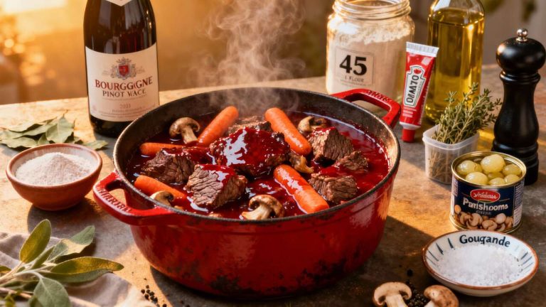 Bœuf Bourguignon au Four : recette Traditionnelle et Savoureuse