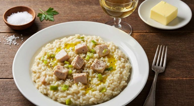 Recette de risotto au poulet et poireaux