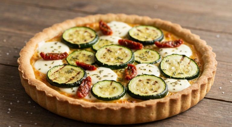 Tarte à la tomate, courgettes et mozzarella : recette facile et savoureuse