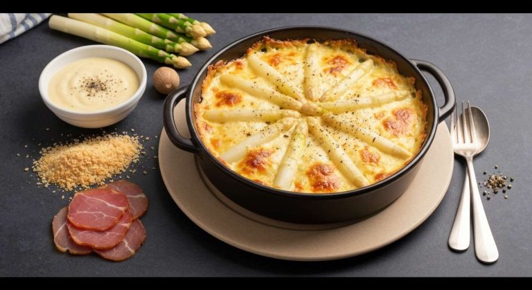 Gratin d'asperges blanches à la béchamel : la recette savoureuse