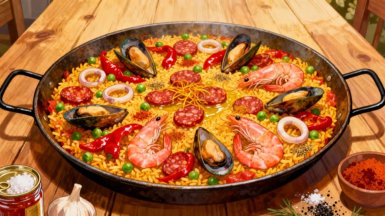Paella de fêtes de Cyril Lignac : recette gourmande