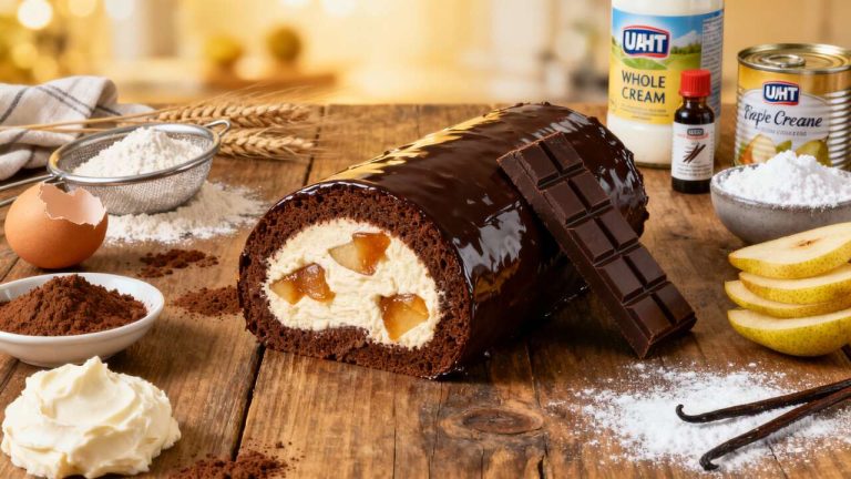 Bûche poire chocolat mascarpone : recette gourmande et facile