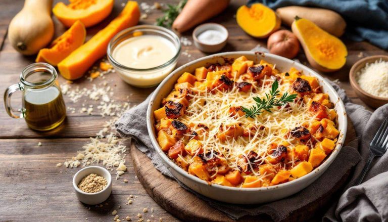 Gratin de butternut et patates douces : recette facile et savoureuse